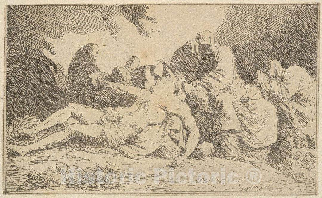 Art Print : Jean Jacques Lagrenée - Le Christ au tombeau (The Entombment) : Vintage Wall Art