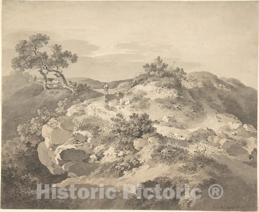 Art Print : Carl August Richter - Landscape in Saxony : Vintage Wall Art