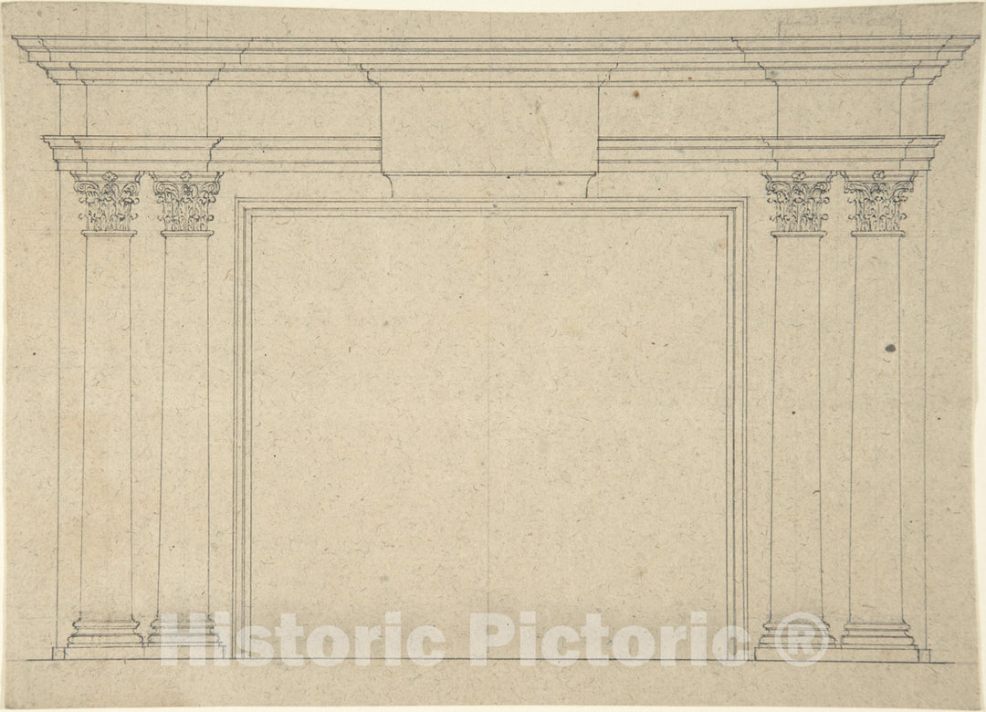 Art Print : Sir William Chambers - Design for a Chimneypiece - 438243 : Vintage Wall Art