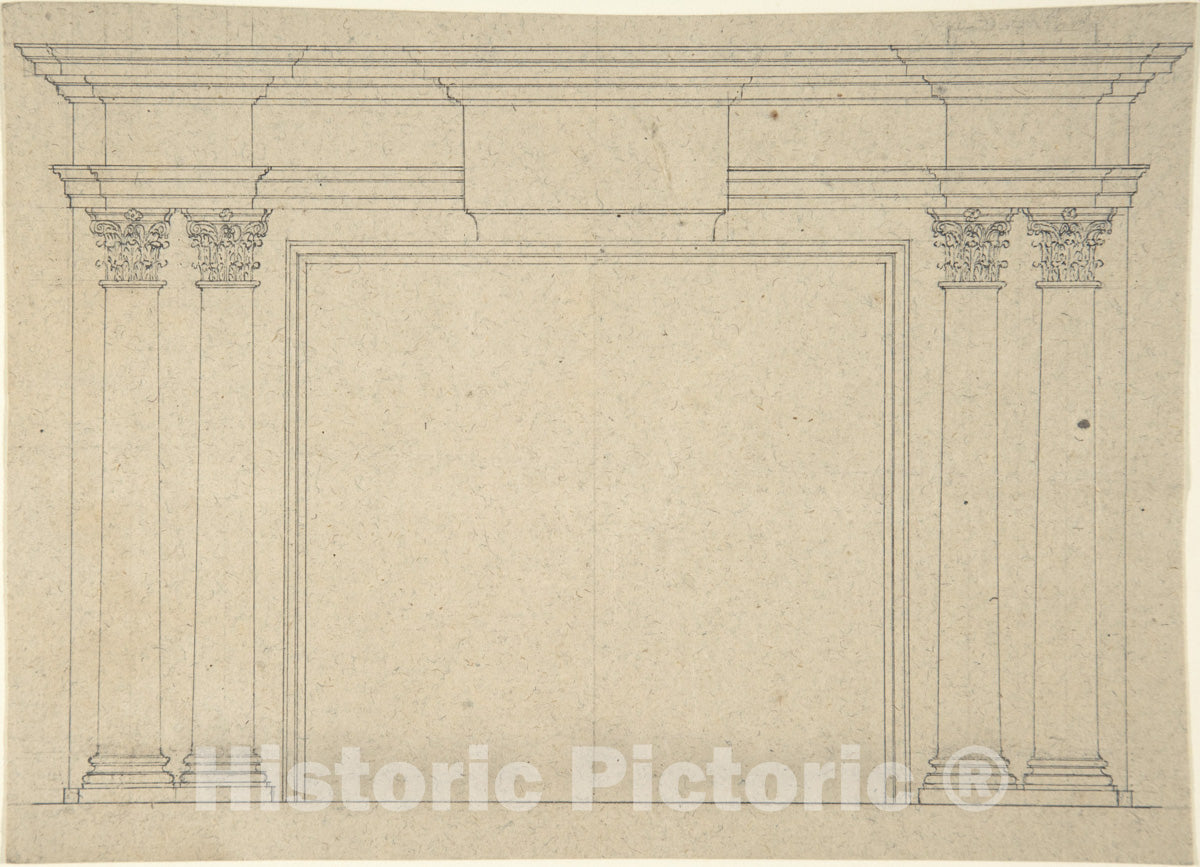 Art Print : Sir William Chambers - Design for a Chimneypiece - 438243 : Vintage Wall Art
