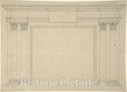 Art Print : Sir William Chambers - Design for a Chimneypiece - 438243 : Vintage Wall Art