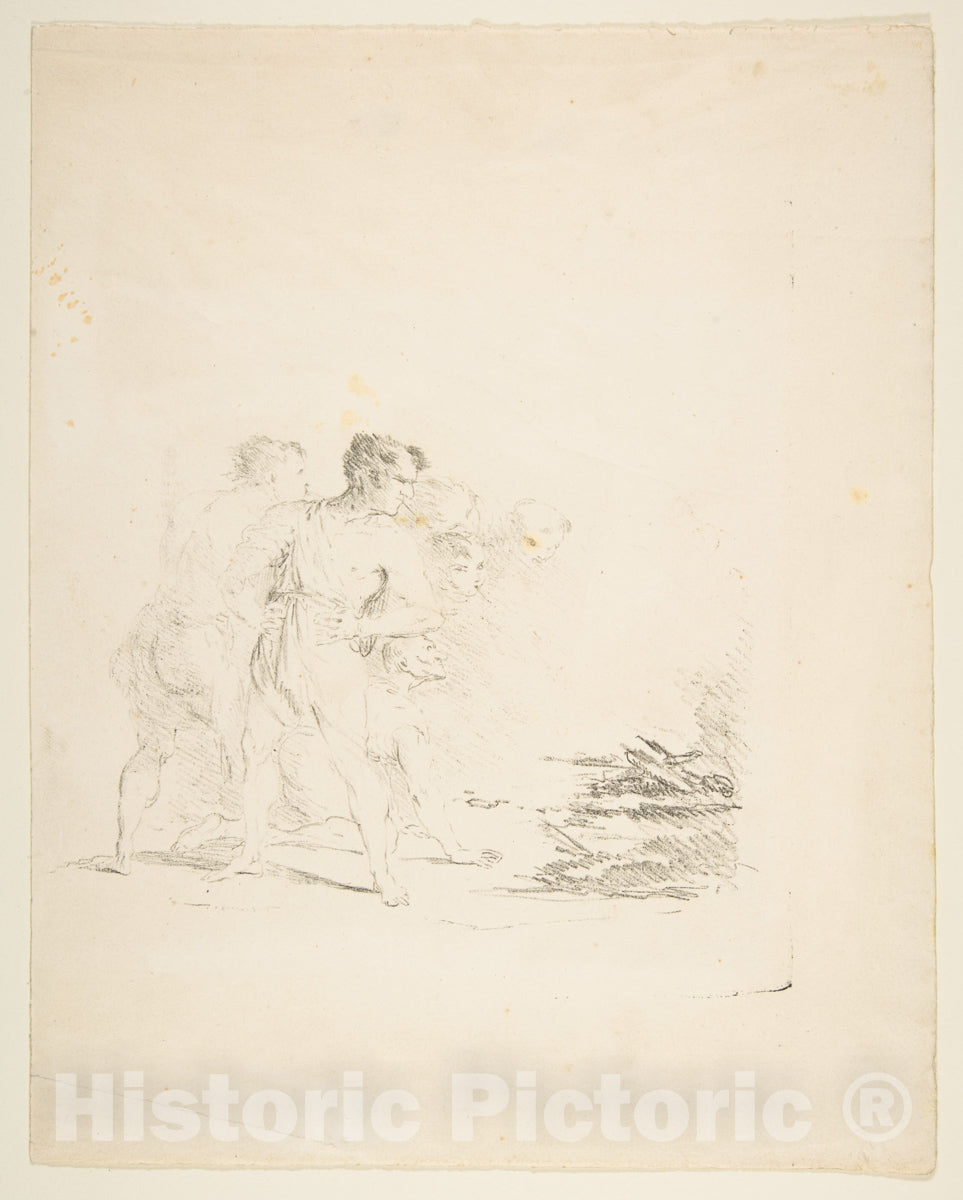 Art Print : Formerly Goya - Men Spitting at a Fire : Vintage Wall Art