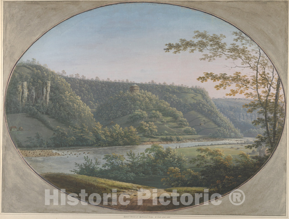 Art Print : George Cuit The Elder - View of The Round Howe Near Richmond, Yorkshire, England : Vintage Wall Art