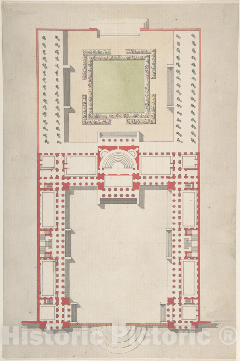 Art Print : Paul Guillaume Lemoine - Architectural Ground Plan : Vintage Wall Art