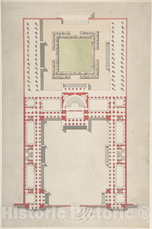 Art Print : Paul Guillaume Lemoine - Architectural Ground Plan : Vintage Wall Art