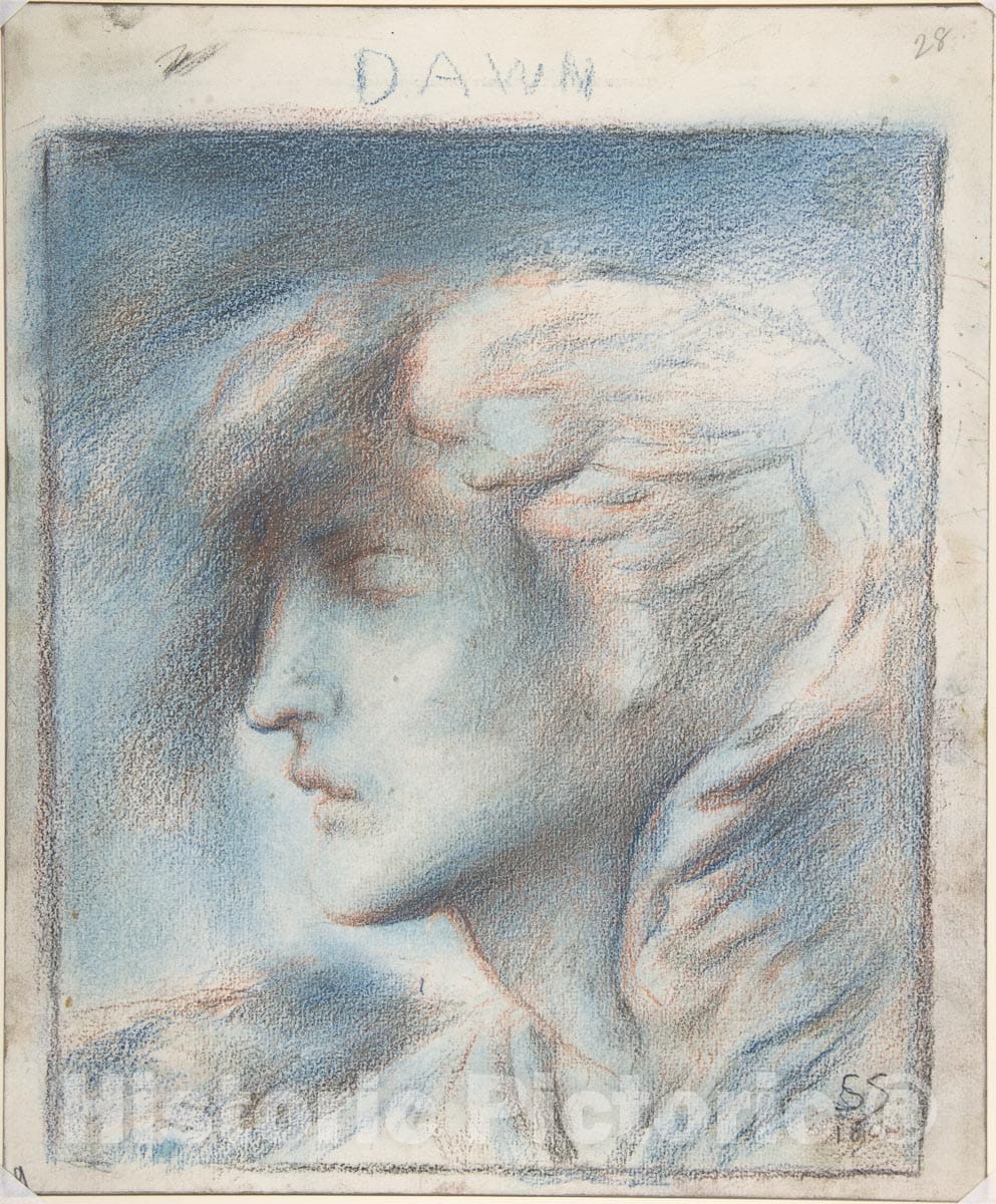 Art Print : Simeon Solomon - Dawn (Head of Hypnos) : Vintage Wall Art