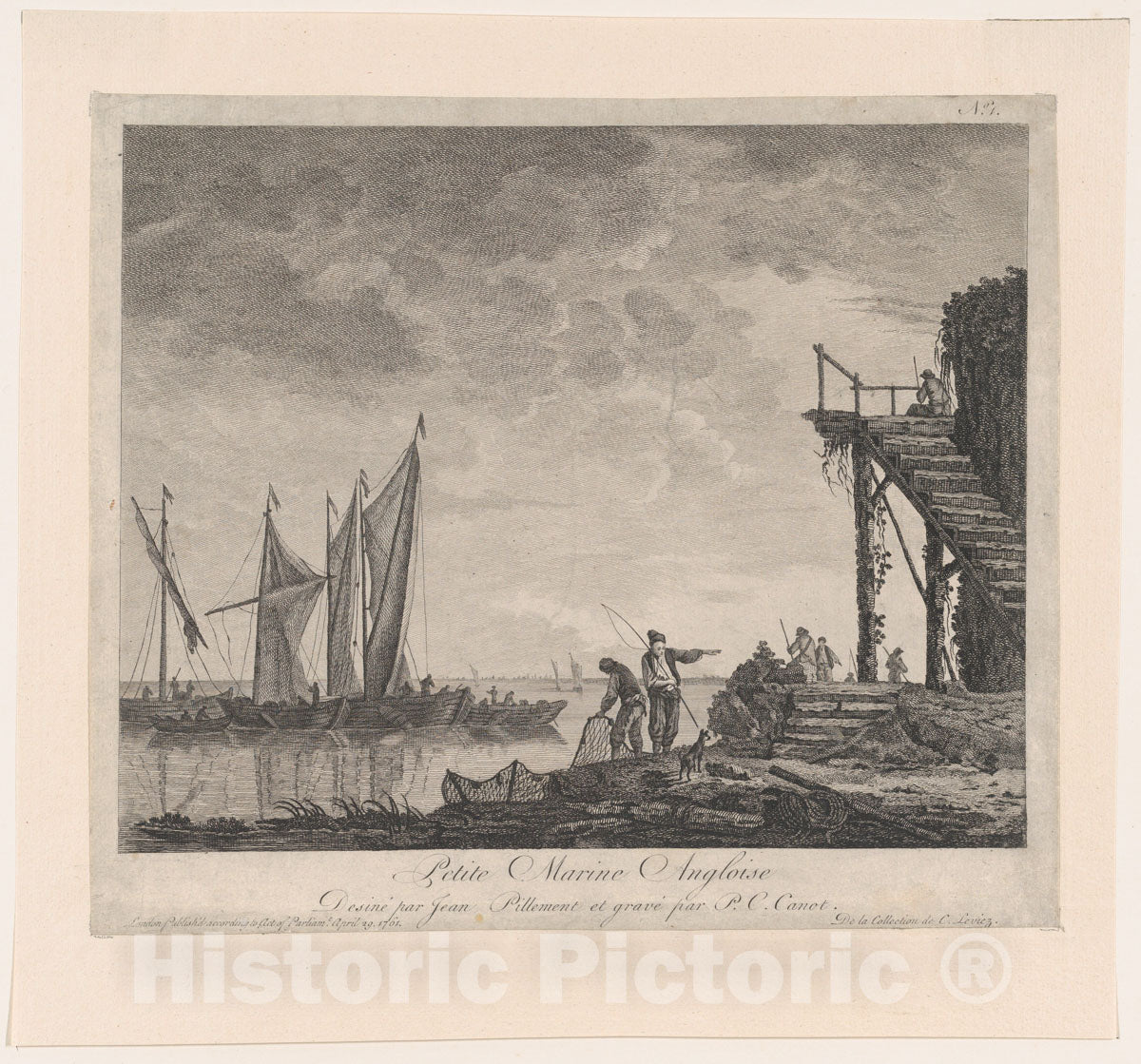 Art Print : Pierre Charles Canot - Petite Marine Angloise : Vintage Wall Art