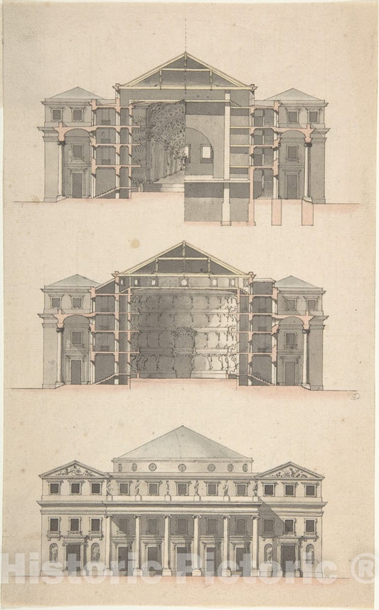 Art Print : French, 18th Century - Design for a Theatre : Vintage Wall Art