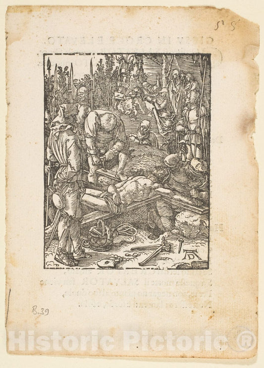 Art Print : Albrecht Dürer - Christ Nailed to The Cross, from The Small Passion, Edition Venice, 1612 : Vintage Wall Art