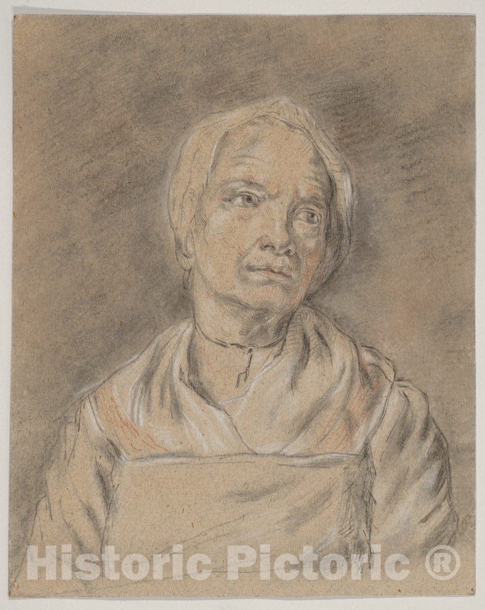 Art Print : After Nicolas Bernard Lépicié - Old Woman : Vintage Wall Art