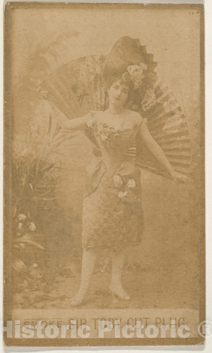 Photo Print : Actress with Large Fan, from The Series Actresses (N673), Promoting Sir Toby Cut Plug : Vintage Wall Art