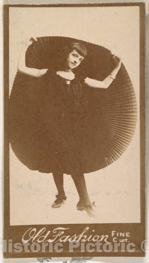 Photo Print : Actress Holding up Portion of Pleated Skirt, from The Actresses Series (N664) Promoting Old Fashion Fine Cut Tobacco : Vintage Wall Art