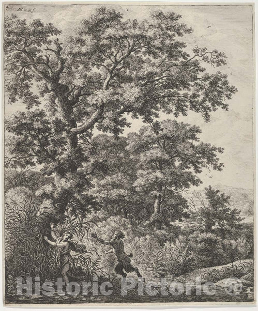 Art Print : Anthonie Waterloo - Landscape with Pan and Syrinx, from The Series of Six Mythological Scenes : Vintage Wall Art