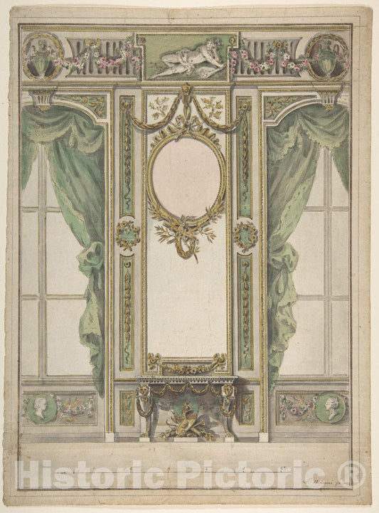 Art Print : Workshop of Leonardo Marini - Design for a Palace Interior : Vintage Wall Art