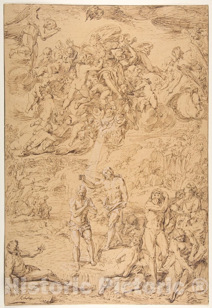 Art Print : Raymond de La Fage - The Baptism of Christ : Vintage Wall Art