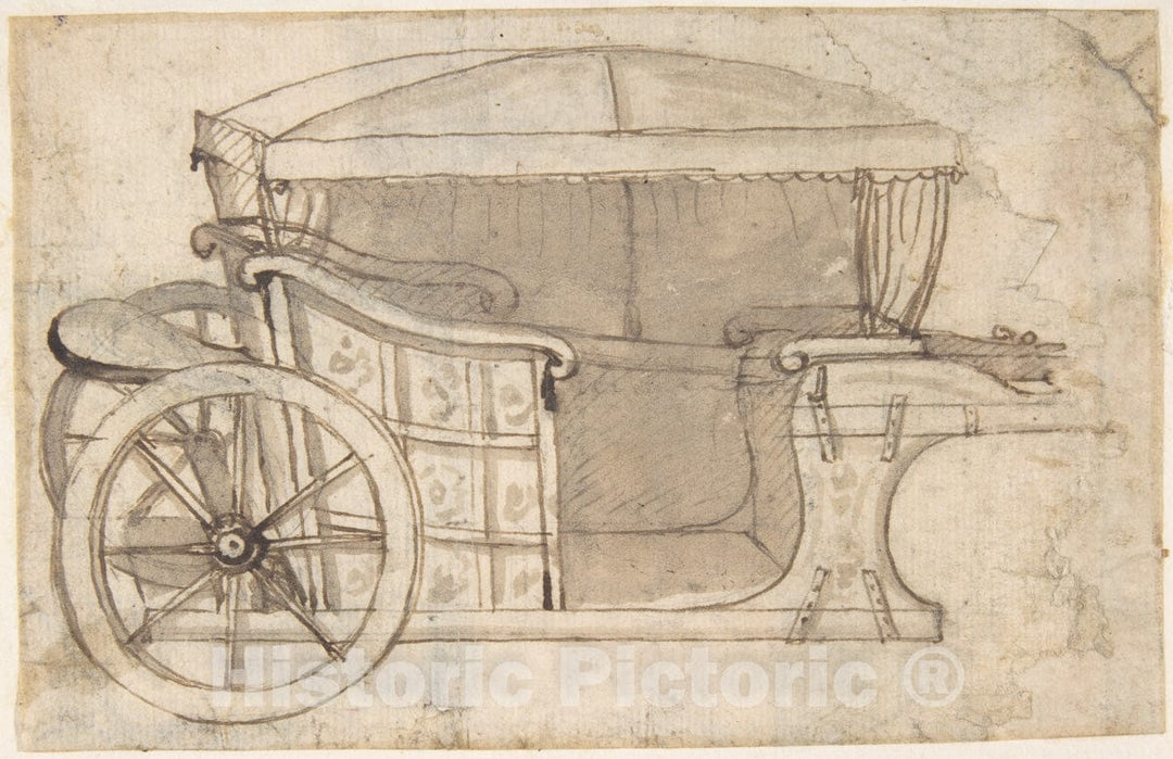 Art Print : Italian, First Half of The 18th Century - Design for a Carriage : Vintage Wall Art