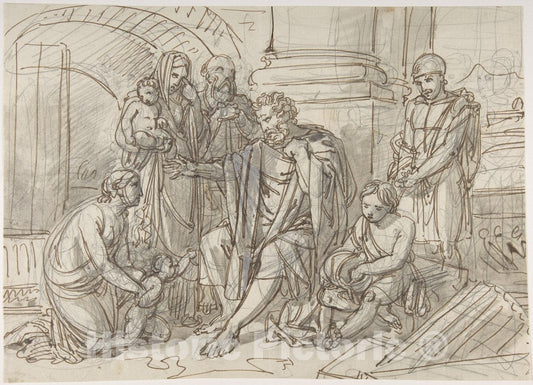 Art Print : Heinrich Friedrich Füger - Belisarius Begging for Alms 1 : Vintage Wall Art