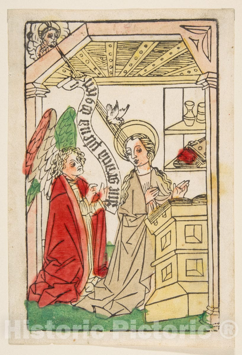Art Print : Probably German, Swabia, 15th Century - The Annunciation : Vintage Wall Art