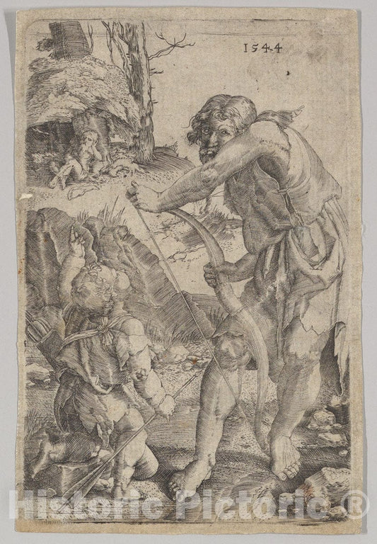 Art Print : Lucas Van Leyden - Lamech and Cain (Reverse Copy) : Vintage Wall Art