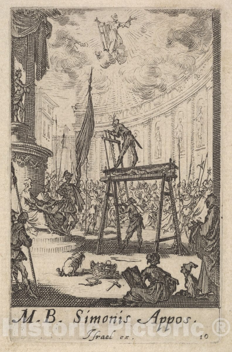 Art Print : Jacques Callot - Martyrdom of Saint Simon, from The Series 'The Little Apostles' (Les Petits apôtres) : Vintage Wall Art