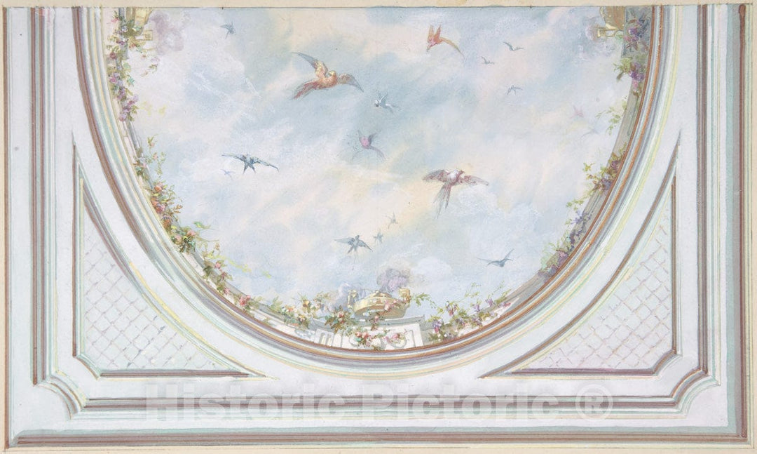 Art Print : Jules-Edmond-Charles Lachaise - Design for Grand Salon Ceiling, Hôtel Hope 2 : Vintage Wall Art