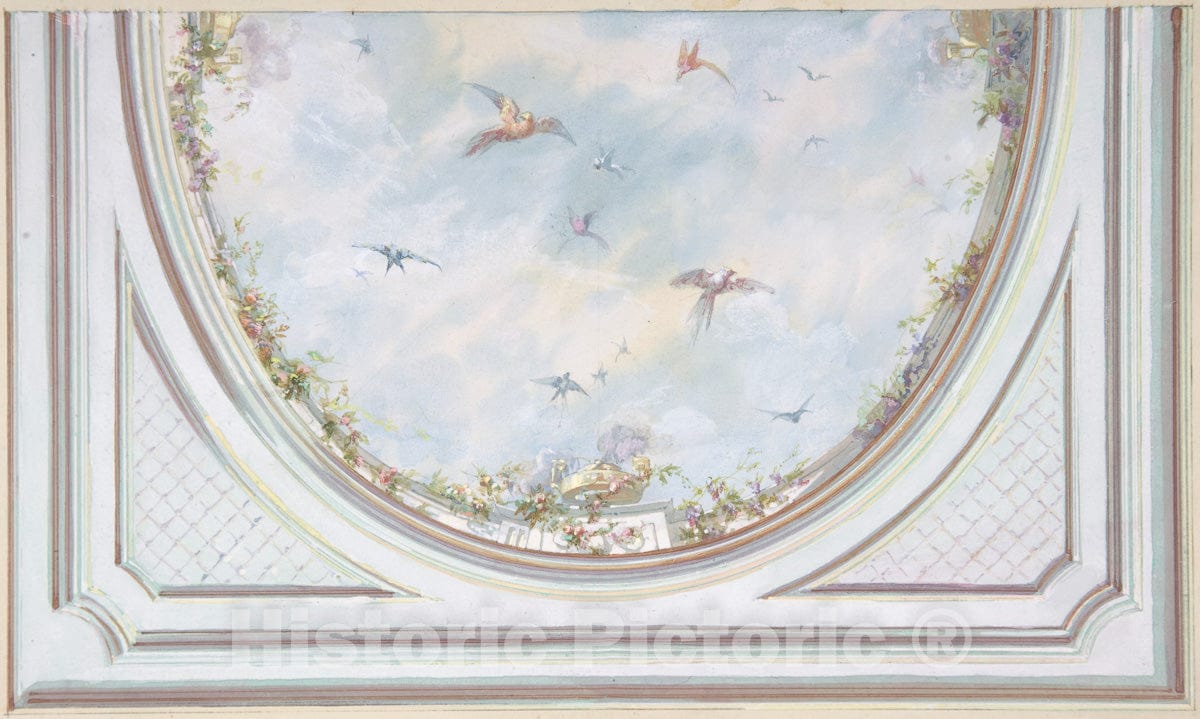 Art Print : Jules-Edmond-Charles Lachaise - Design for Grand Salon Ceiling, Hôtel Hope 2 : Vintage Wall Art