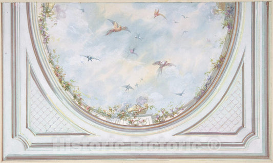Art Print : Jules-Edmond-Charles Lachaise - Design for Grand Salon Ceiling, Hôtel Hope 2 : Vintage Wall Art