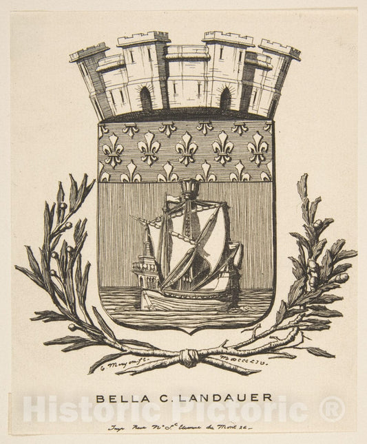 Art Print : Charles Meryon - Coat-of-Arms Symbolizing The City of Paris