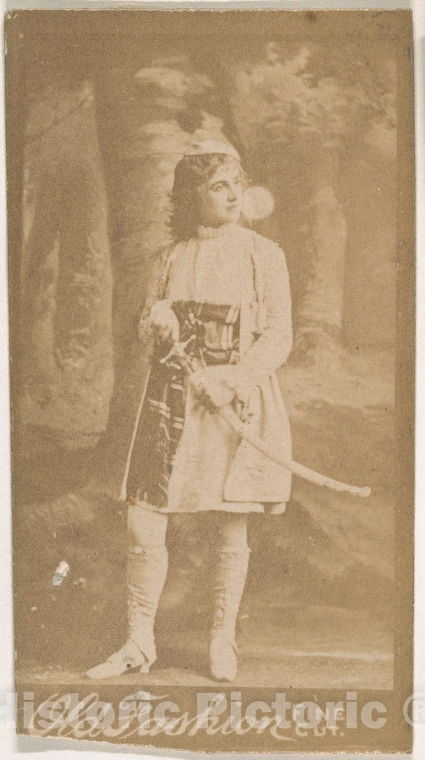 Photo Print : Actress Wearing Costume with Sword, from The Actresses Series (N664) Promoting Old Fashion Fine Cut Tobacco : Vintage Wall Art