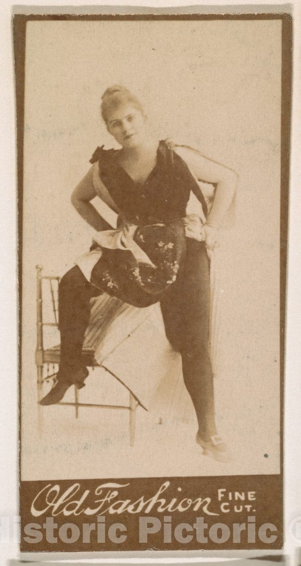 Photo Print : Actress Posing with Foot on Chair, from The Actresses Series (N664) Promoting Old Fashion Fine Cut Tobacco 1 : Vintage Wall Art