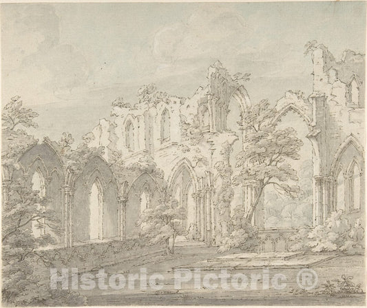 Art Print : Thomas Sunderland - Interior View of Fountains Abbey, Yorkshire : Vintage Wall Art