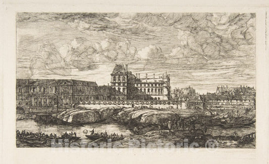 Art Print : Charles Meryon - L'Ancien Louvre (The Old Louvre, Paris, After Zeeman) : Vintage Wall Art