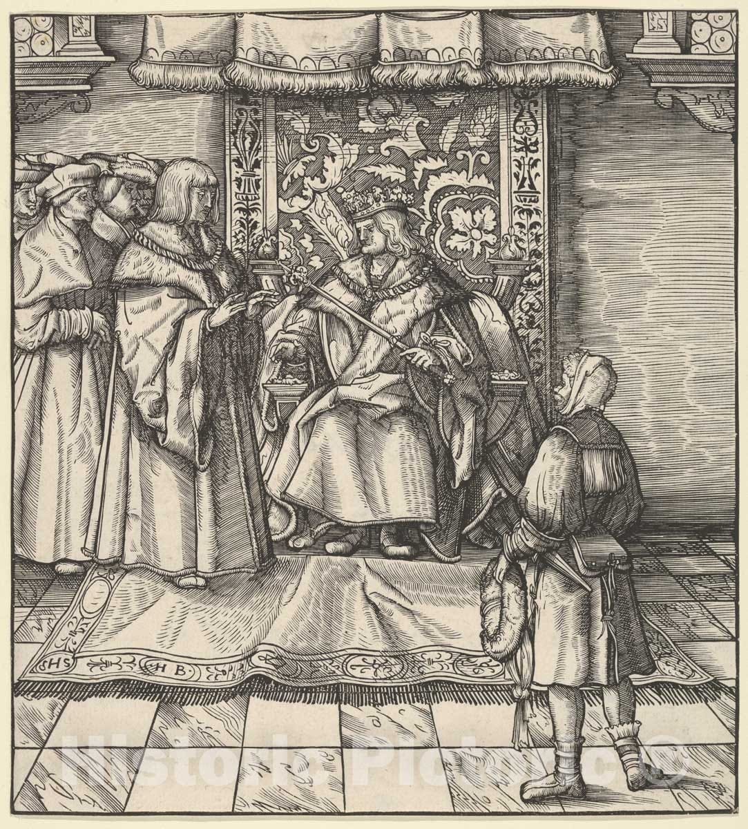 Art Print : Hans Burgkmair - The Blue King's Council to Attack The White King by Surprise, from Der Weisskunig : Vintage Wall Art