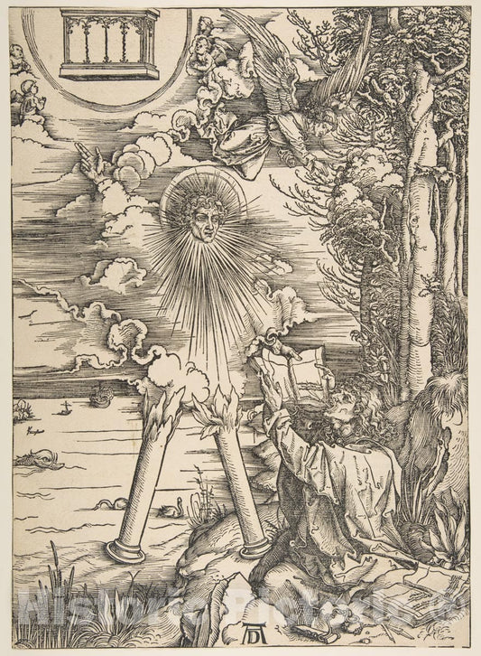 Art Print : Albrecht Dürer - Saint John Swallowing The Book, from The Apocalypse, Latin Edition, 1511 : Vintage Wall Art