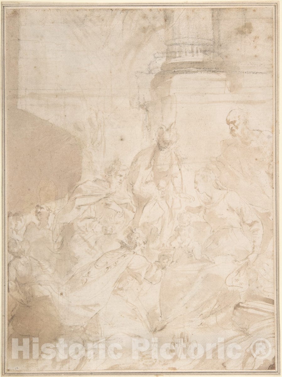 Art Print : Italian, Roman-Bolognese, 17th Century - Adoration of The Kings : Vintage Wall Art
