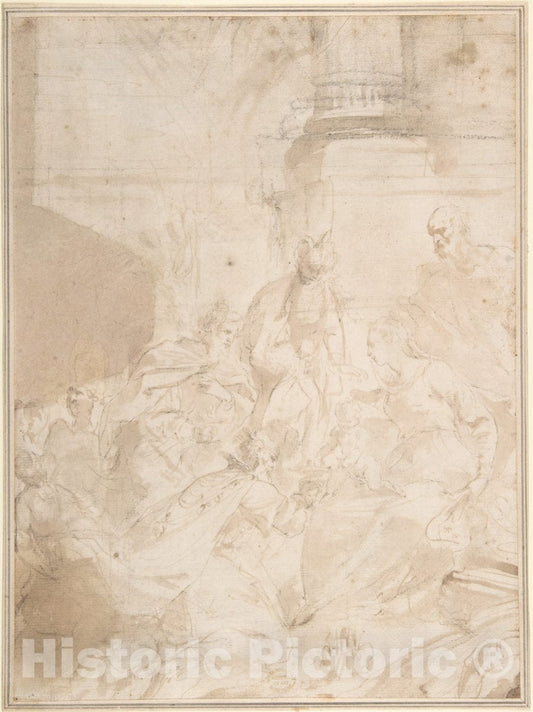 Art Print : Italian, Roman-Bolognese, 17th Century - Adoration of The Kings : Vintage Wall Art