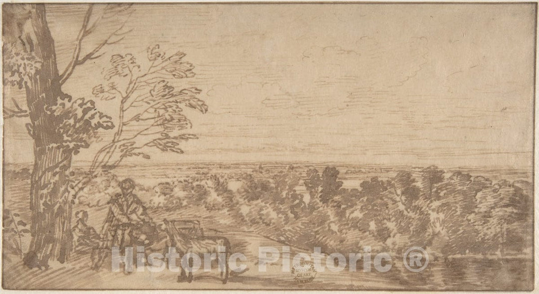 Art Print : Jan Lievens - Landscape with Figures : Vintage Wall Art