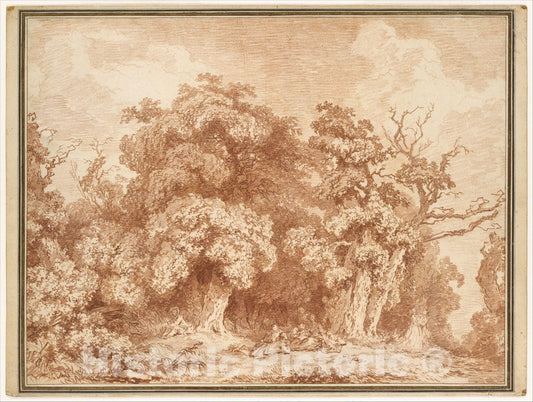 Art Print : Jean Honoré Fragonard - A Gathering at Wood's Edge : Vintage Wall Art