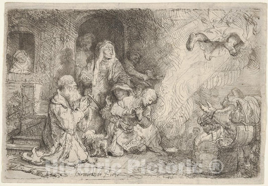 Art Print : Rembrandt (Rembrandt Van Rijn) - The Angel Leaving The Family of Tobias : Vintage Wall Art