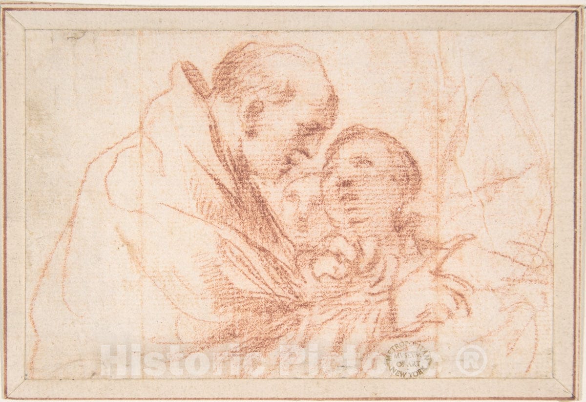 Art Print : Italian, Roman-Bolognese, 17th Century - Man and Boys : Vintage Wall Art