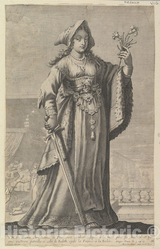 Art Print : Gilles Rousselet - A French Christian Woman (Une Dame Chrétienne et Française) : Vintage Wall Art