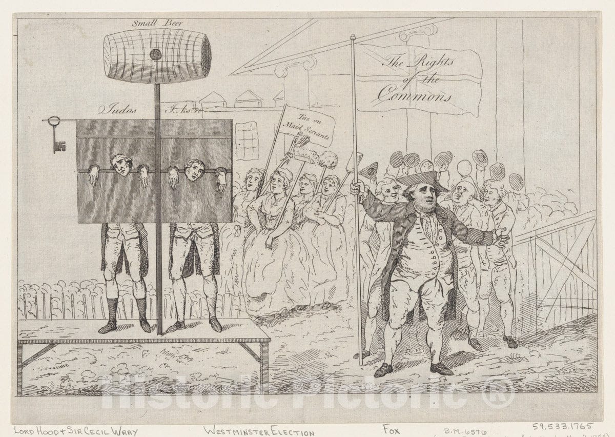 Art Print : Thomas Rowlandson - Sir Cecil Wray in The Pillory : Vintage Wall Art