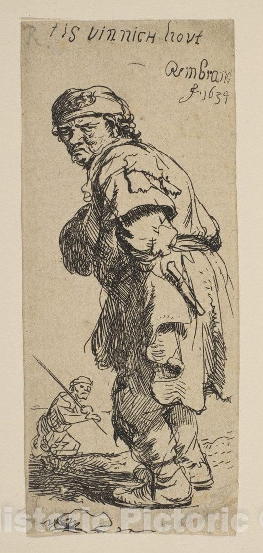 Art Print : Rembrandt (Rembrandt Van Rijn) - A Peasant Calling Out:T is vinnich kout : Vintage Wall Art