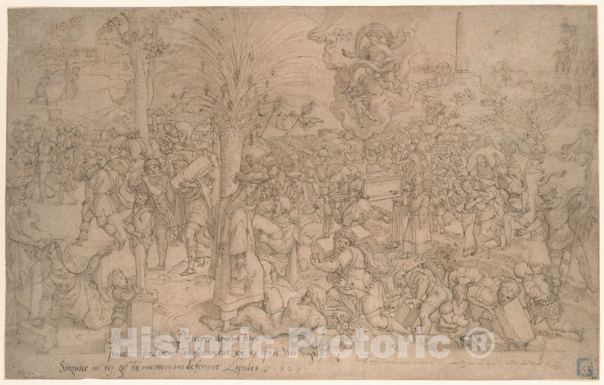 Art Print : Pieter Coecke Van Aelst - The Jews Collecting The Twelve Stones from The River Jordan : Vintage Wall Art