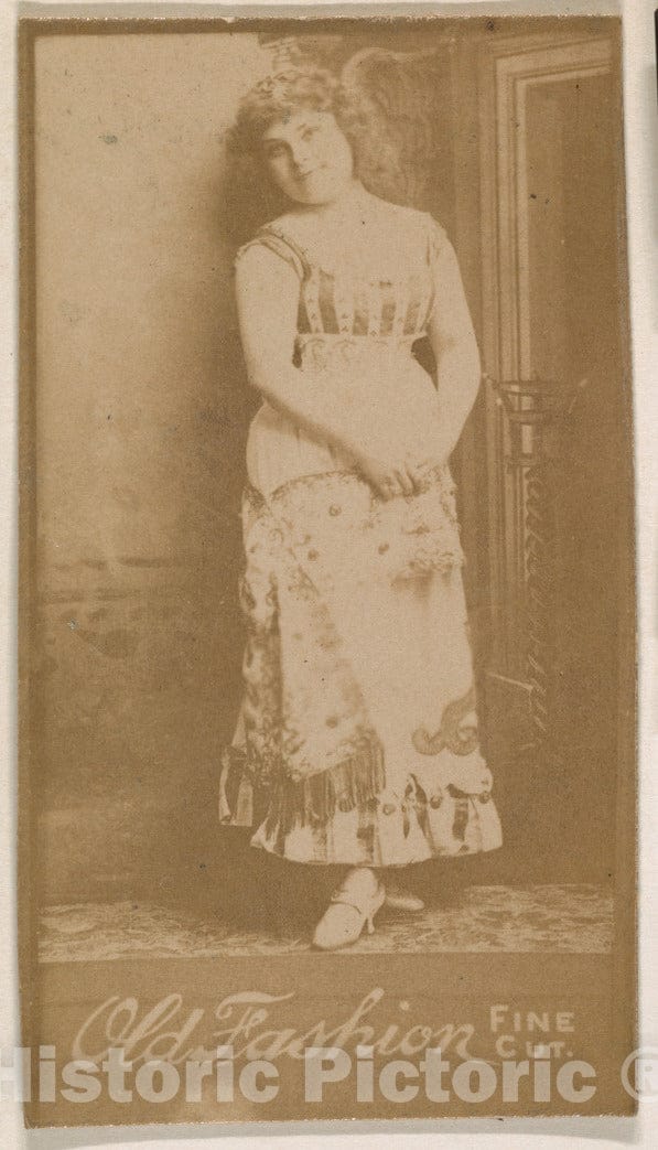 Photo Print : Actress Standing with Hands clasped at Waist, from The Actresses Series (N664) Promoting Old Fashion Fine Cut Tobacco v.2 : Vintage Wall Art