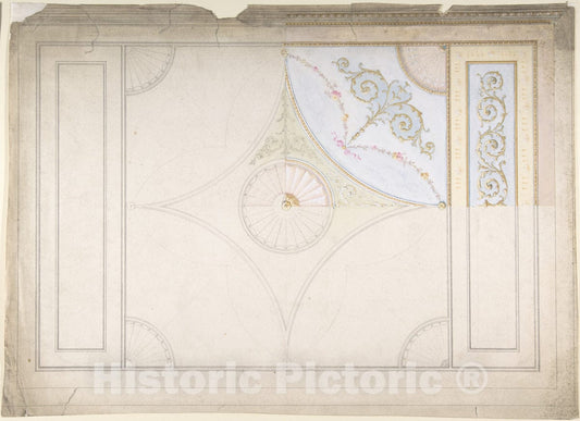 Art Print : British, 19th Century - Ceiling Design 3 : Vintage Wall Art