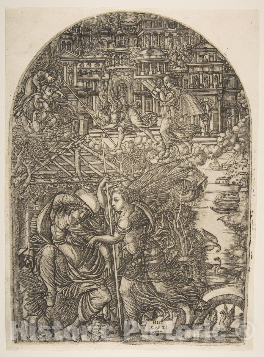 Art Print : Jean Duvet, The Angel Shows Saint John The New Jerusalem, c.1551 - Vintage Wall Art
