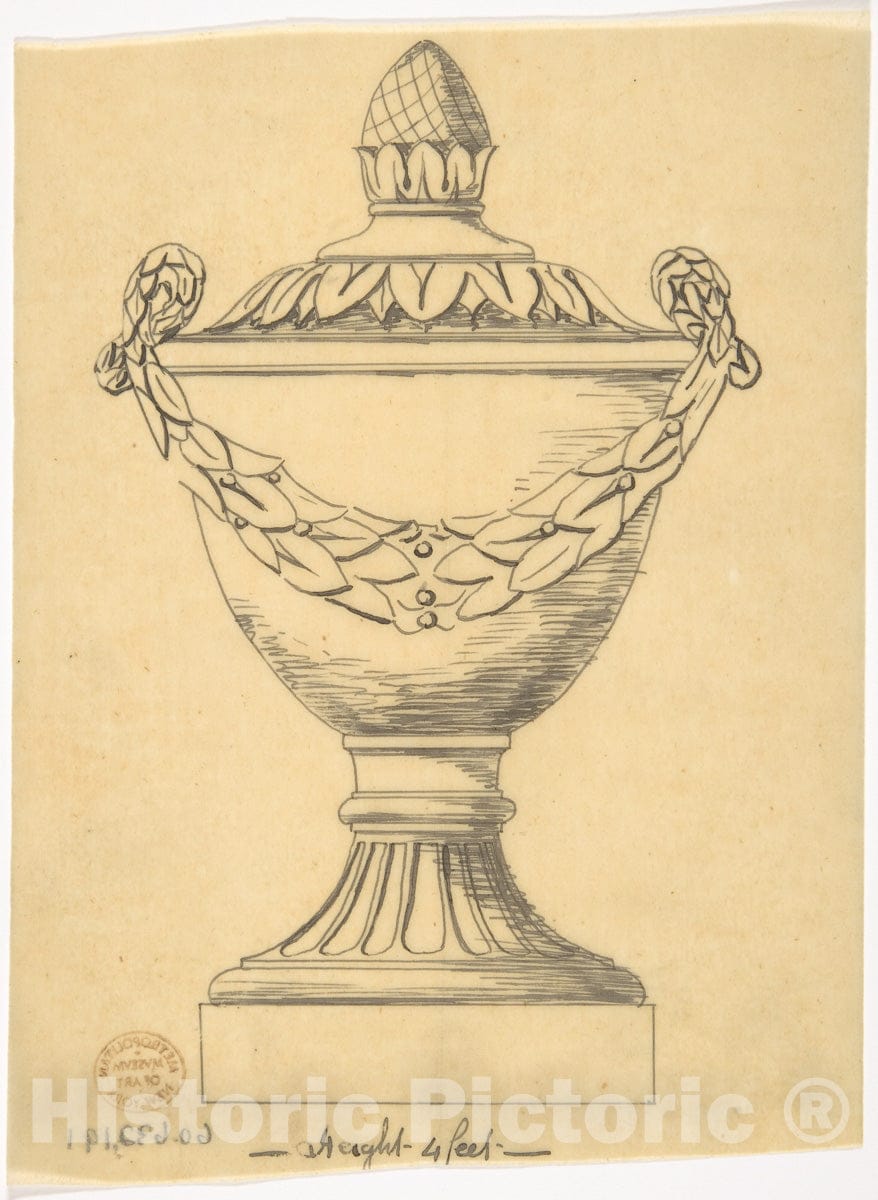 Art Print : British, 19th Century - Classical Vase 2 : Vintage Wall Art