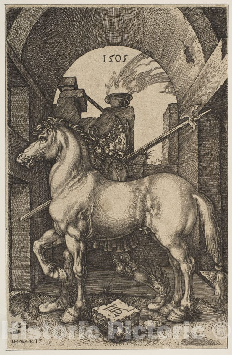 Art Print : Jan (Johannes) Wierix - The Little Horse (Copy) : Vintage Wall Art