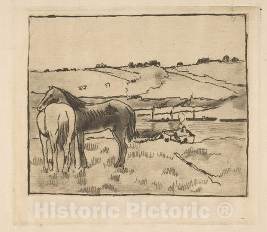 Art Print : Edgar Degas - Horses in The Meadow : Vintage Wall Art